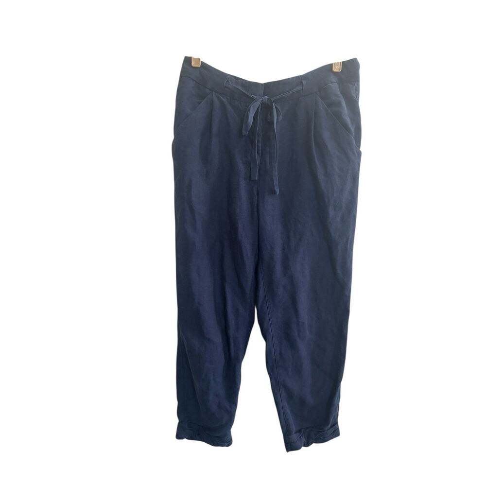 Wilfred Aritzia Pants Womens 4 Blue Linen Blend Crop Cuff Classic Casual #5659